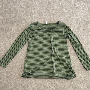 LuLaRoe green and Heather grey  Striped Long Sleeve Tee